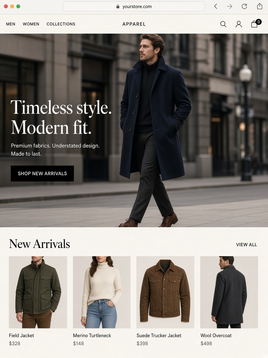 Apparel storefront after a DEVDIY migration
